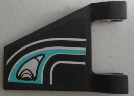 Flag 2 x 2 Trapezoid with Silver Jet Intake and Medium Azure Trim Line Pattern Model Left Side (Sticker) - Set 70164