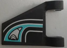 Flag 2 x 2 Trapezoid with Silver Jet Intake and Medium Azure Trim Line Pattern Model Left Side (Sticker) - Set 70164