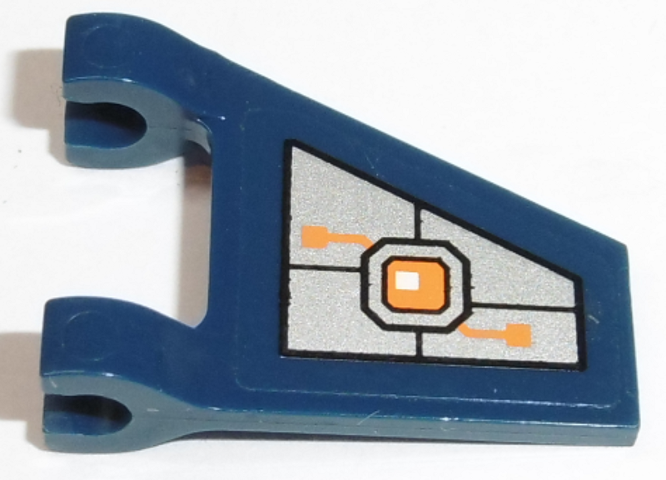 Flag 2 x 2 Trapezoid with Orange Machinery on Silver Background Pattern Model Left Side (Sticker) - Set 70317