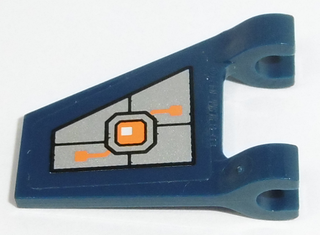 Flag 2 x 2 Trapezoid with Orange Machinery on Silver Background Pattern Model Right Side (Sticker) - Set 70317