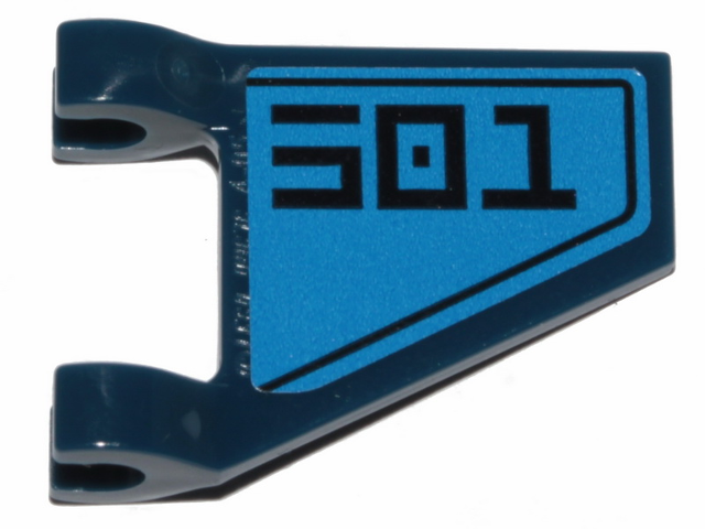 Flag 2 x 2 Trapezoid with Black Stylized '501' on Blue Background Pattern Model Left Side (Sticker) - Set 75280