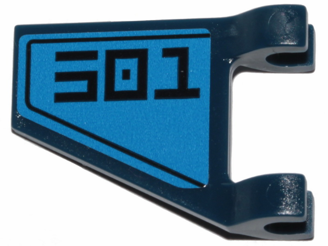 Flag 2 x 2 Trapezoid with Black Stylized '501' on Blue Background Pattern Model Right Side (Sticker) - Set 75280