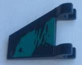 Flag 2 x 2 Trapezoid with Dark Turquoise Splotches Pattern Model Right Side (Sticker) - Set 76101