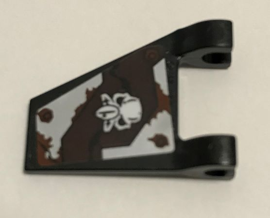 Flag 2 x 2 Trapezoid with Silver Metal Plates, White Vulture Skull, Reddish Brown Splatters Pattern Model Left Side (Sticker) - Set 70228