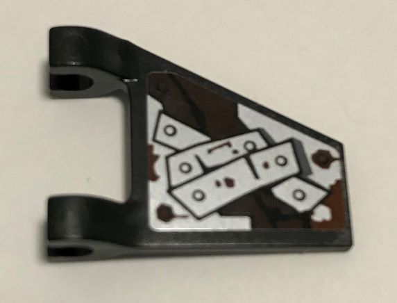 Flag 2 x 2 Trapezoid with Silver Metal Plates with Rivets, Reddish Brown Splatters Pattern Model Right Side (Sticker) - Set 70228