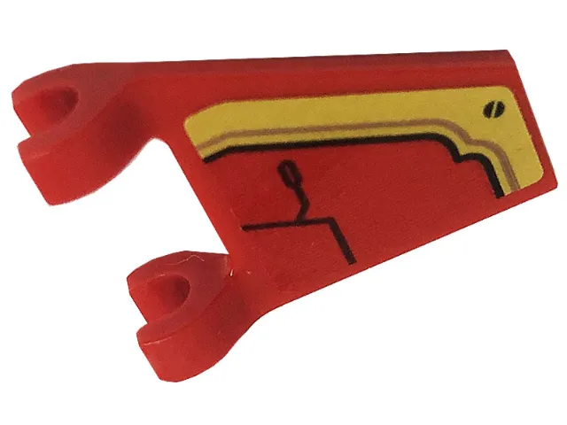 Flag 2 x 2 Trapezoid with Black Screw and Lines, Gold Plate on Red Background Pattern Model Top (Sticker) - Set 71720