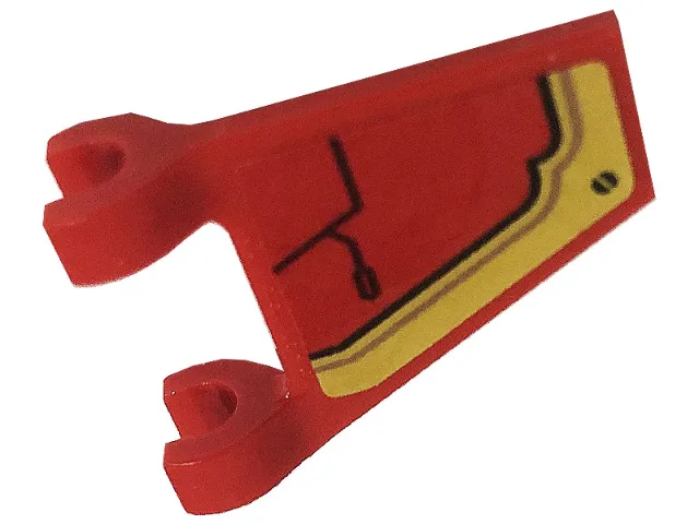 Flag 2 x 2 Trapezoid with Black Screw and Lines, Gold Plate on Red Background Pattern Model Bottom (Sticker) - Set 71720