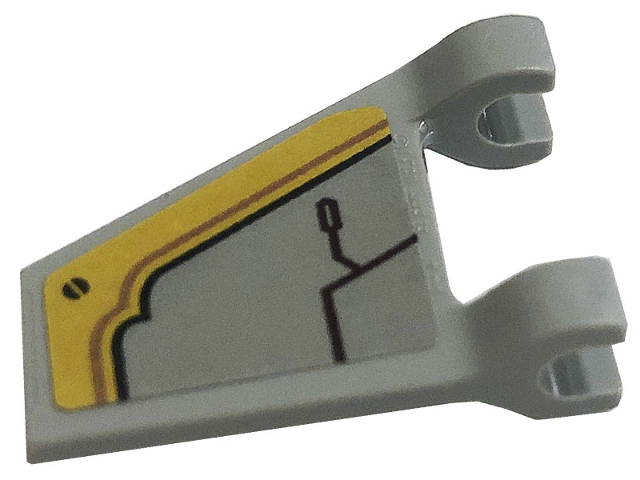 Flag 2 x 2 Trapezoid with Black Screw and Lines, Gold Plate on Light Bluish Gray Background Pattern Model Top (Sticker) - Set 71720