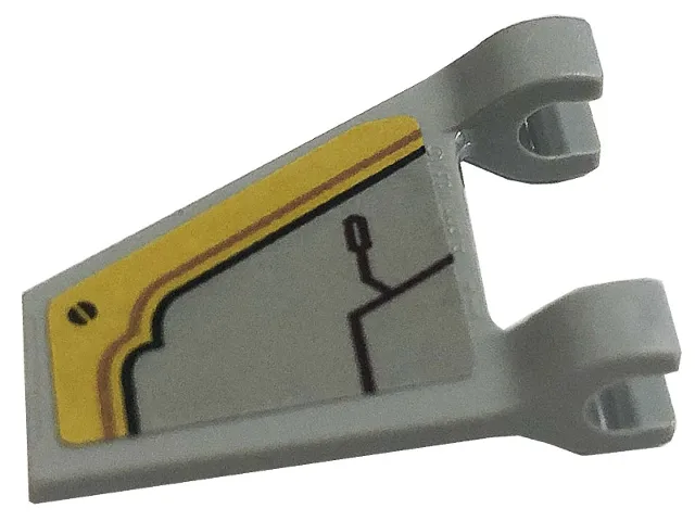 Flag 2 x 2 Trapezoid with Black Screw and Lines, Gold Plate on Light Bluish Gray Background Pattern Model Top (Sticker) - Set 71720