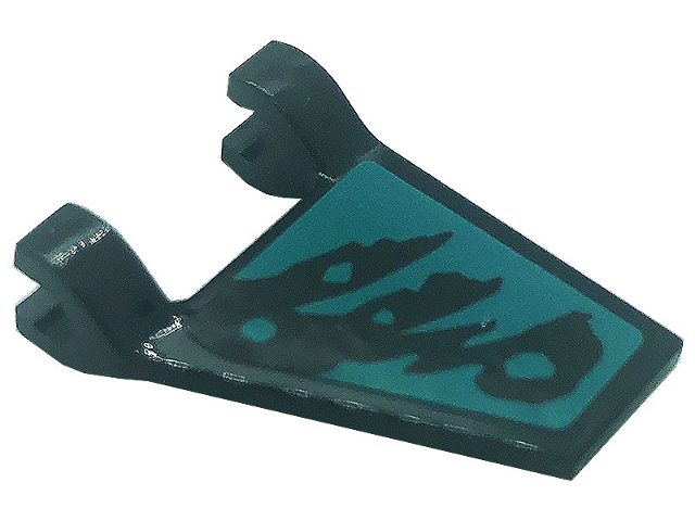 Flag 2 x 2 Trapezoid with Black Scales and Spots on Dark Turquoise Background Pattern Model Left Side (Sticker) - Set 71755