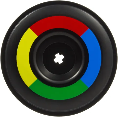 Wheel Cover Recessed with Axle Hole - 56mm for Wheel 15038 with Red, Blue, Green and Yellow Quarter Arcs Pattern