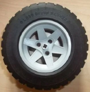 Wheel 56mm D. x 34mm Technic Racing Medium, 3 Pin Holes with Black Tire 94.3 x 38 R (44772 / 92912)