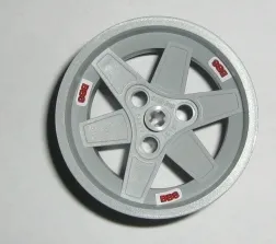 Wheel 56mm D. x 34mm Technic Racing Medium, 3 Pin Holes with 3 Red 'BBS' Pattern (Stickers) - Set 8386