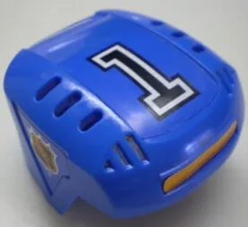 Sports Hockey Helmet with NHL Logo Both Sides, Black Number 1 and Orange Stripe Pattern (Stickers) - Set 3545