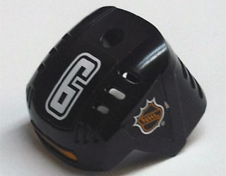 Sports Hockey Helmet with NHL Logo Both Sides, White Number 6 and Orange Stripe Pattern (Stickers) - Set 3543