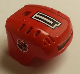 Sports Hockey Helmet with NHL Logo Both Sides, Black Number 4 and Black Stripe Pattern (Stickers) - Set 3540