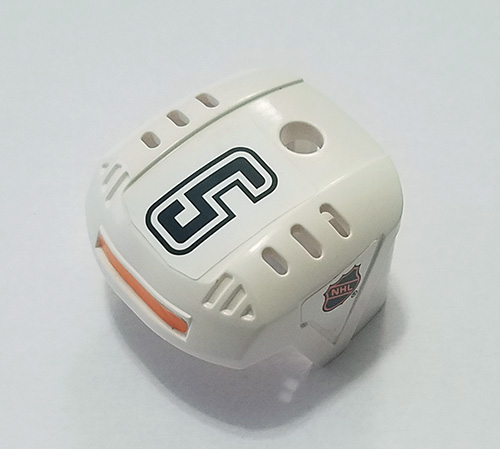 Sports Hockey Helmet with NHL Logo Both Sides, Black Number 5 and Orange Stripe Pattern (Stickers) - Set 3544