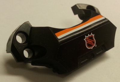 Sports Hockey Chest Protector with NHL Logo on Black Background and White and Orange Stripe Pattern (Stickers) - Set 3544