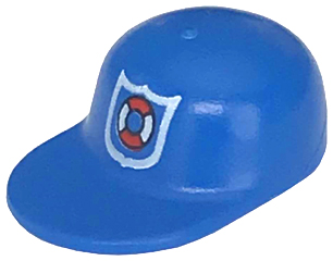 Minifigure, Headgear Cap - Long Flat Bill with Rescue Coast Guard Logo Pattern