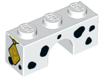 Arch 1 x 3 with Black Spots and Gold Diamond Tag with Letter P Pattern