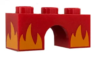 Arch 1 x 3 with Alternate Bright Light Orange Flames Pattern (Rage Kitty)