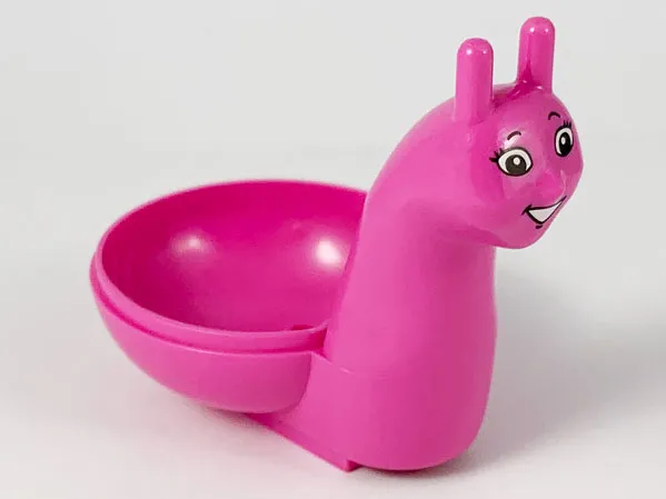 Snail Body with Black Eyebrows, White Eyes with Eyelashes, Chin Dimple, and Open Mouth Smile with Teeth Pattern