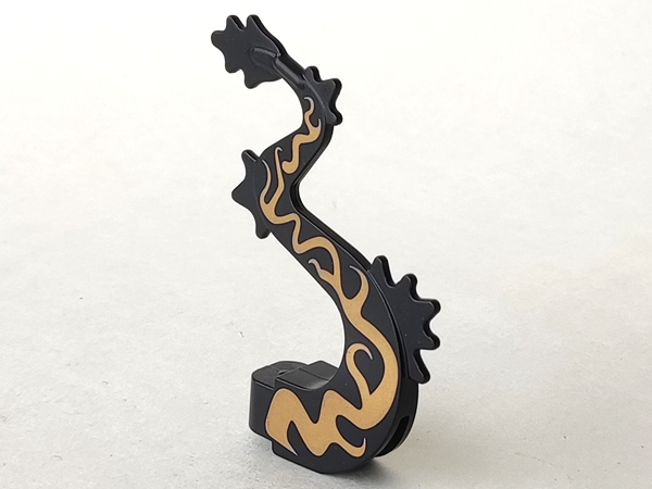 Dragon Tail Long with Gold Oriental Flames Pattern on Both Sides