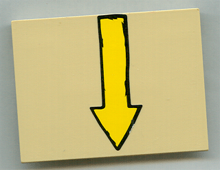 Slope 10 6 x 8 with Yellow Arrow Pointing Down (towards edge of slope) Pattern (Sticker) - Set 4982