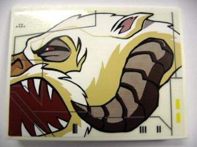 Slope 10 6 x 8 with Wampa Face Profile Pattern Model Left Side (Sticker) - Set 10195