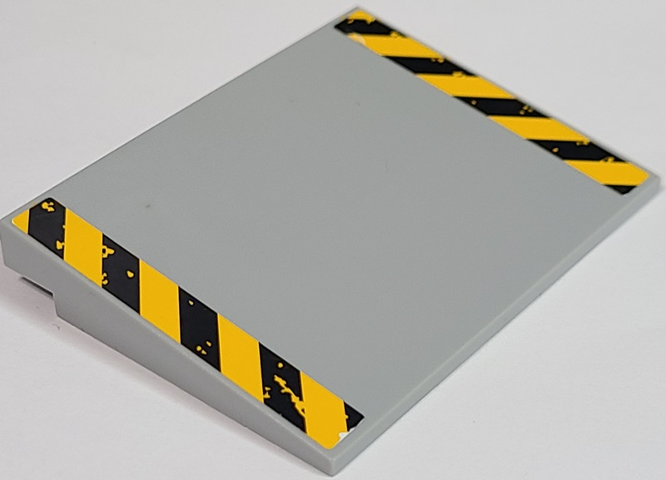 Slope 10 6 x 8 with Worn Bright Light Orange and Black Caution Stripes Pattern (Stickers) - Set 70134