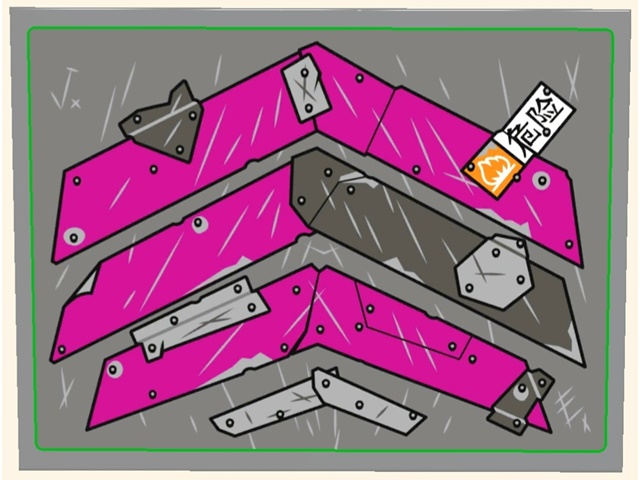 Slope 10 6 x 8 with Armor Plates and Black Chinese Logogram '危险' (Danger) Pattern (Sticker) - Set 80006