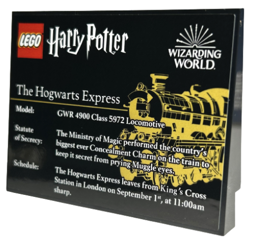 Slope 10 6 x 8 with LEGO Harry Potter Hogwarts Express Details - Second Version with 'GWR 4900' and 'King's Cross' Pattern (Sticker) - Set 76405