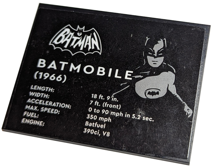 Slope 10 6 x 8 with Batman Logo and 'BATMOBILE (1966)' Pattern (Sticker) - Set 76188