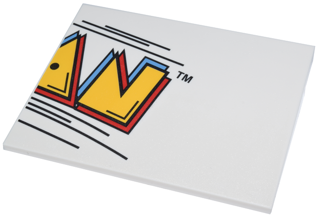 Slope 10 6 x 8 with PAC-MAN Sign Right Piece, Yellow, Medium Blue, and Red 'AN' and Black Lines Pattern