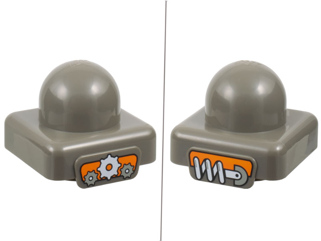 Primo Plate 1 x 1 with Plates with Gears and Auger on Opposite Sides Pattern