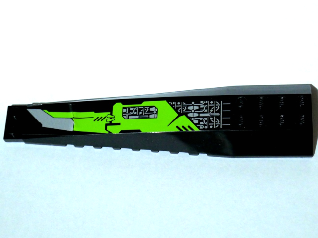 Wedge 16 x 4 Triple Curved with Reinforcements with Silver Circuitry and Lime Panel with Blade Pattern Model Left Side (Sticker) - Set 8104