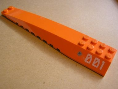 Wedge 16 x 4 Triple Curved with Reinforcements with Bullet Hole and '001' on Left Side Pattern (Sticker) - Set 7705