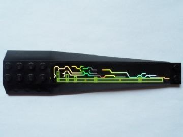 Wedge 16 x 4 Triple Curved with Reinforcements with Iridescent Mirrored Circuitry Pattern Left (Sticker) - Set 7646