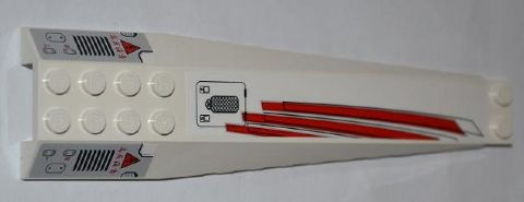 Wedge 16 x 4 Triple Curved with Reinforcements with 3 Red Stripes, Asian Characters, Vents and Electricity Danger Signs Pattern (Stickers) - Set 9449