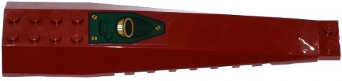 Wedge 16 x 4 Triple Curved with Reinforcements with Dark Green Panel with 3 Screws, Exhaust Pipe and Crack Pattern (Sticker) - Set 70735