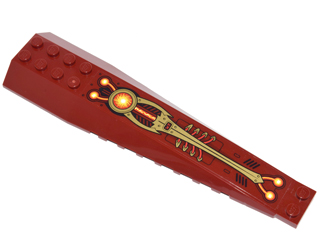 Wedge 16 x 4 Triple Curved with Reinforcements with Gold Panels with Rivets, Red Wires and Yellow Energy Orbs Pattern (Sticker) - Set 70146