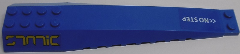 Wedge 16 x 4 Triple Curved with Reinforcements with White '<<NO STEP' and Stylized Yellow 'STATIC' Pattern Model Left Side (Stickers) - Set 70614