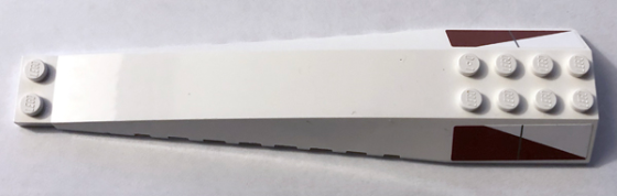 Wedge 16 x 4 Triple Curved with Reinforcements with Red and White Diagonal Pattern on Both Sides (Stickers) - Set 10215