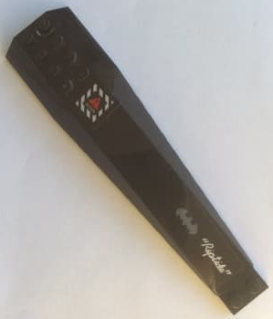 Wedge 16 x 4 Triple Curved with Reinforcements with 'Riptide', Batman Logo and Danger Symbol Pattern Model Right Side (Stickers) - Set 70909