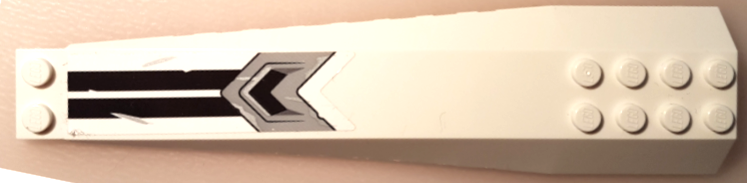 Wedge 16 x 4 Triple Curved with Reinforcements with Black Stripes and Chevron and Silver Armor Plate and Scratches Pattern (Sticker) - Set 80014