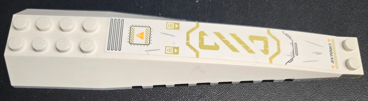 Wedge 16 x 4 Triple Curved with Reinforcements with Black Air Vent, Exclamation Mark in Orange Warning Triangle, Gold Stripes and Ninjago Logogram 'DANGER' Pattern (Sticker) - Set 71756