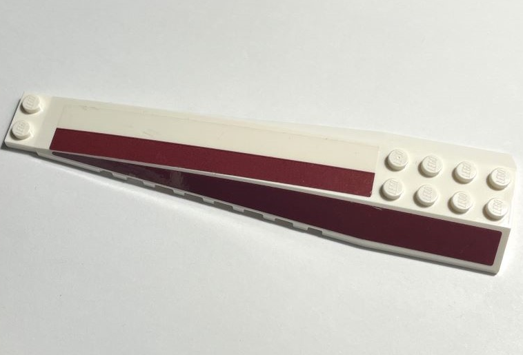 Wedge 16 x 4 Triple Curved with Reinforcements with Dark Red Stripes Pattern Model Right Side (Stickers) - Set 75309
