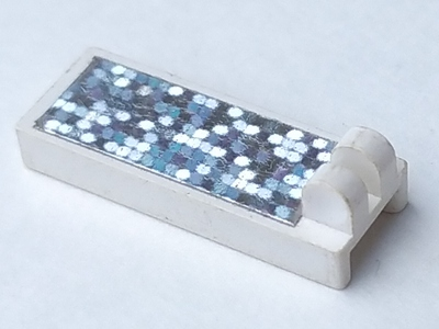 Hinge Tile 1 x 2 1/2 with 2 Fingers on Top with Glitter Space Panel Pattern (Sticker) - Sets 5125 / 6339 / 6544