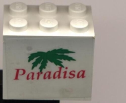 Container, Cupboard 2 x 3 x 2 - Solid Studs with 'Paradisa' and Green Palm Leaves Pattern (Sticker) - Set 6410