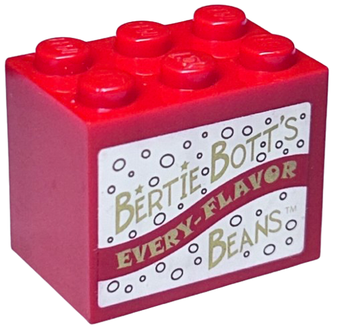 Container, Cupboard 2 x 3 x 2 - Solid Studs with Gold 'BERTIE BOTT'S EVERY-FLAVOR BEANS' on White Background Pattern (Sticker) - Set 4841